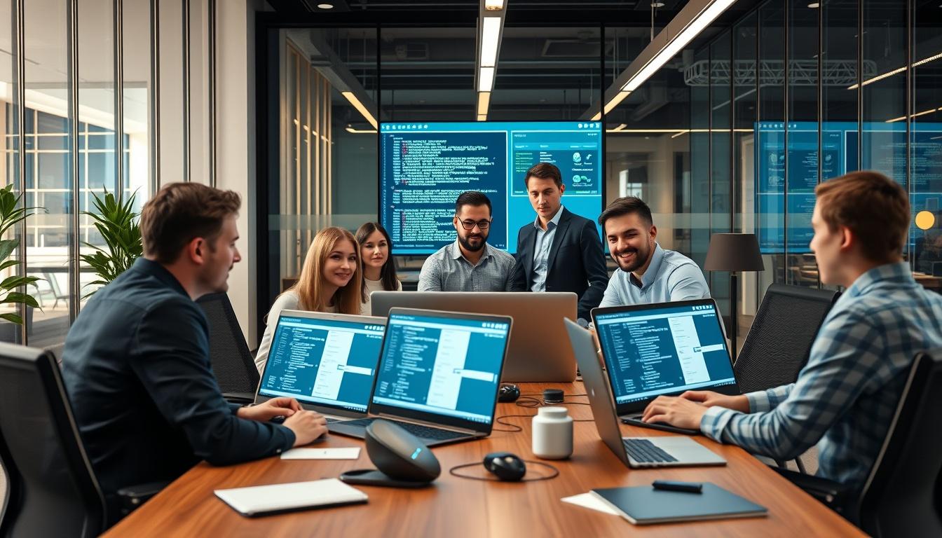 AI software company team and business technology strategy